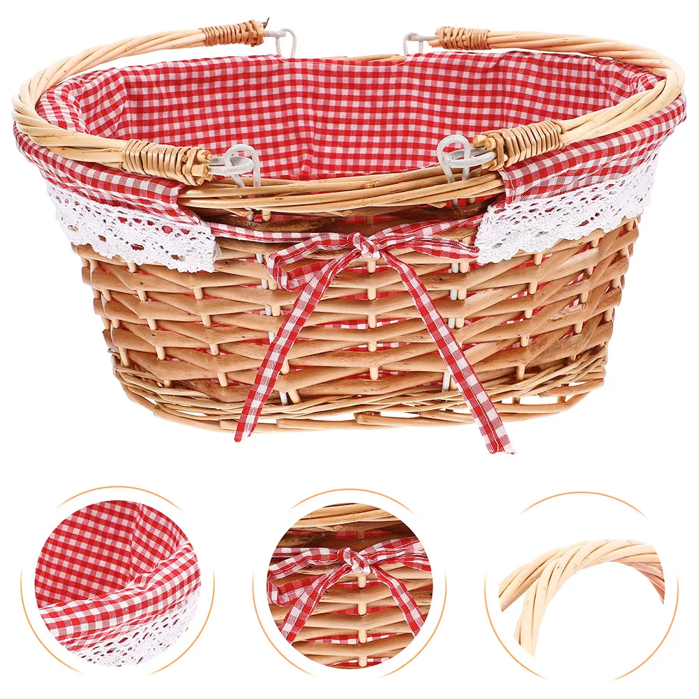 

Large Wicker Picnic Basket Vintage Style Collapsible Lightweight With Handle For Outdoor Camping Travel Food Storage Gift Idea