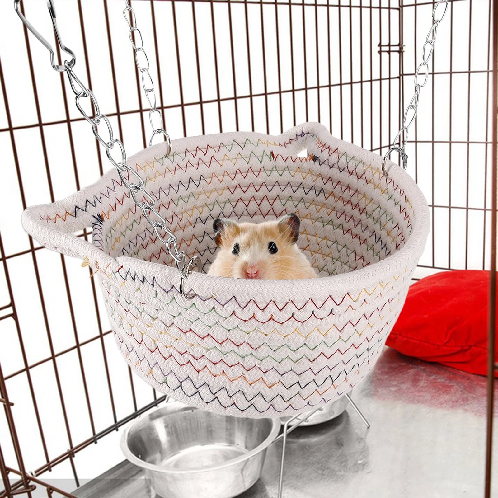 

Lovely Pet Hammock For Small Animals Safe Rope Iron Material Comfortable Bed Guinea Pig Hamster Rat Chinchilla Cage Accessories