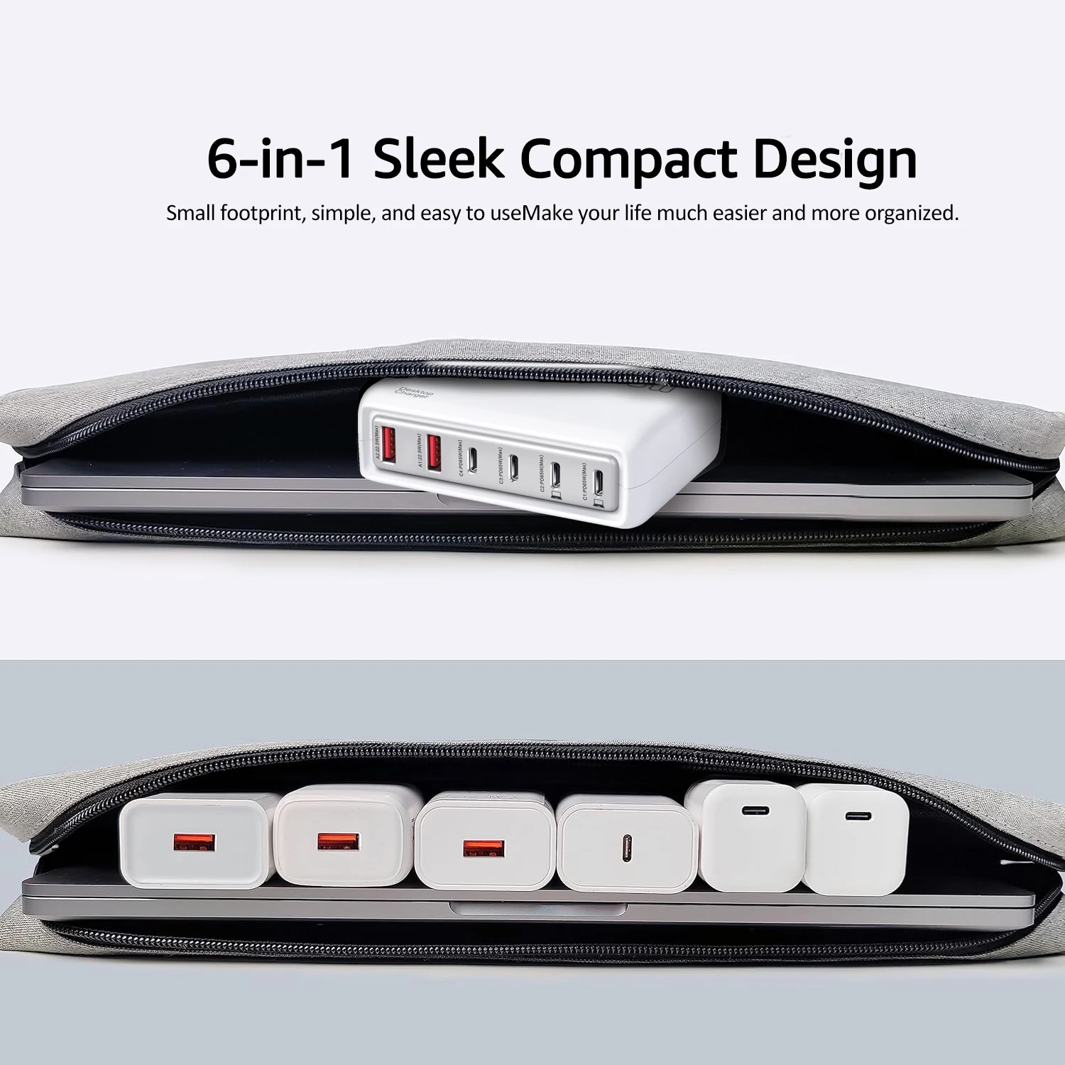 130W USB Charger Type C PD Fast Charging Multiple 6 Ports Desktop Charger Station Phone Charger For iPhone 14 15Pro Xiaomi