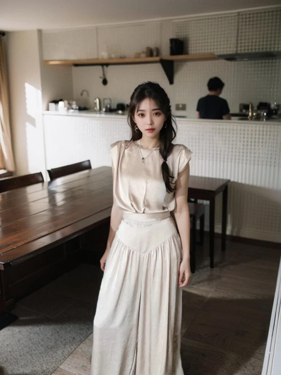 

Модный женский комплект 2025: топ без рукавов с завязками и брюки с высокой талией и широкими штанинами – летний повседневный костюм из двух предметов