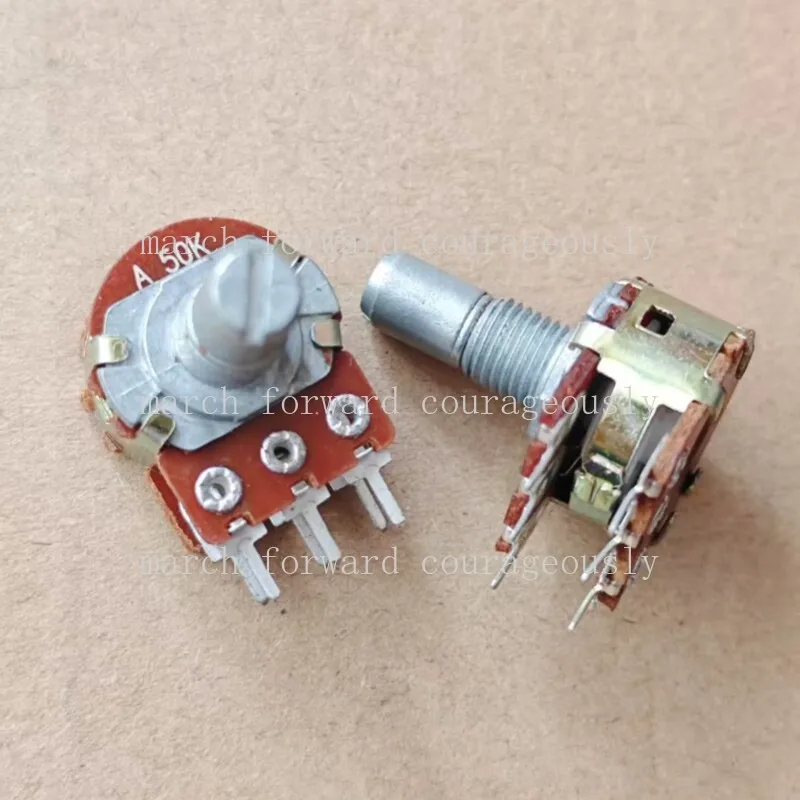 

10pcs 148-type dual 6-pin potentiometer A50K A503 rotary adjustable potentiometer round shaft handle length 15mm