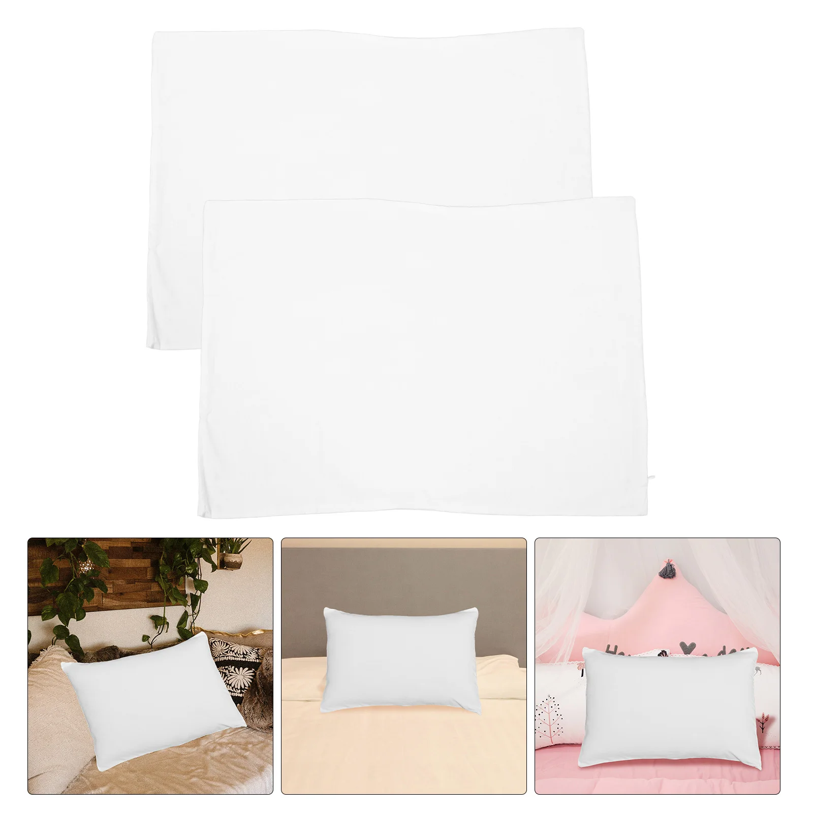 

2Pcs Cotton Pillowcases Standard Size Solid Color Soft Wear Resistant Breathable Pillow Case with Zipper Closure Home Decor