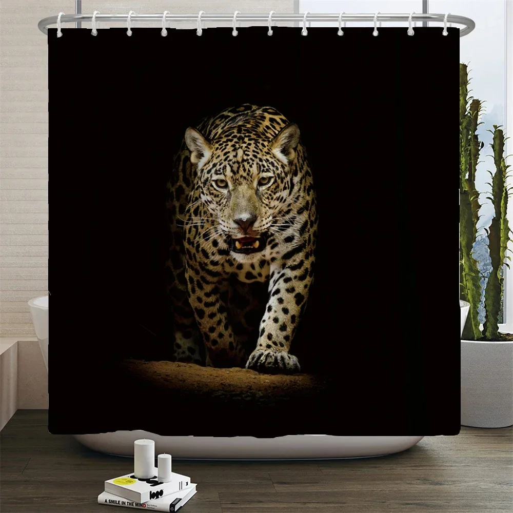 Animals printed lion, tiger, cat,Elephant,3d Bath Curtains Waterproof Polyester Cloth Washable Bathroom Shower Curtain with Hook view 3