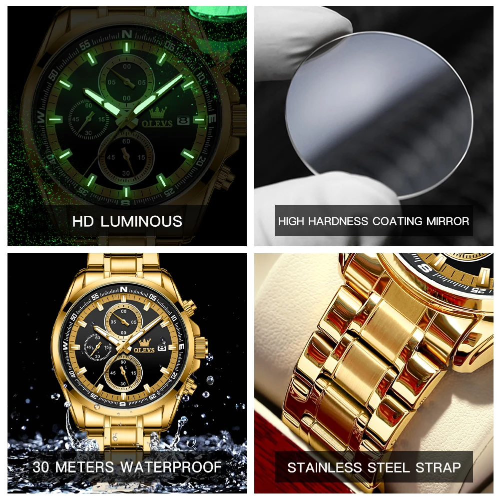 OLEVS orologio da uomo Top Original Luxury Brand orologio al quarzo multifunzionale cronografo luminescente impermeabile orologio da uomo d'affari