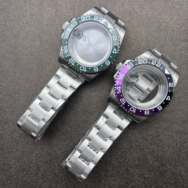 NH35 ケース用時計改造アクセサリー GMT ケース + リング 3 ビーズ、サファイアガラス付き、NH34/36 ムーブメントに適しています