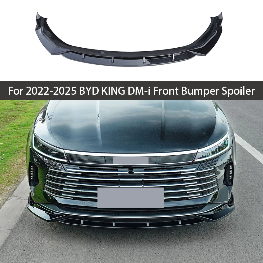 

Для BYD 2022 2023 2024 2025 KING DM-i ‌ Ярко-черный узор из углеродного волокна, передний бампер автомобиля, спойлер, сплиттер, аксессуары для отделки