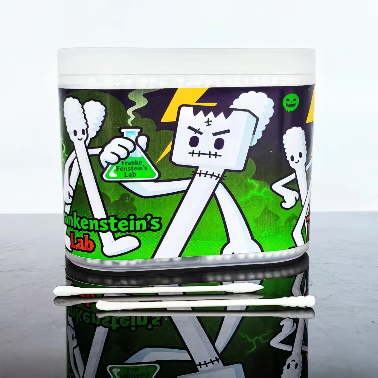 600 قطعة من مسحات القطن على شكل عمود رفيع برأسين بنمط مختبر، أعواد قطنية للتنظيف اليومي