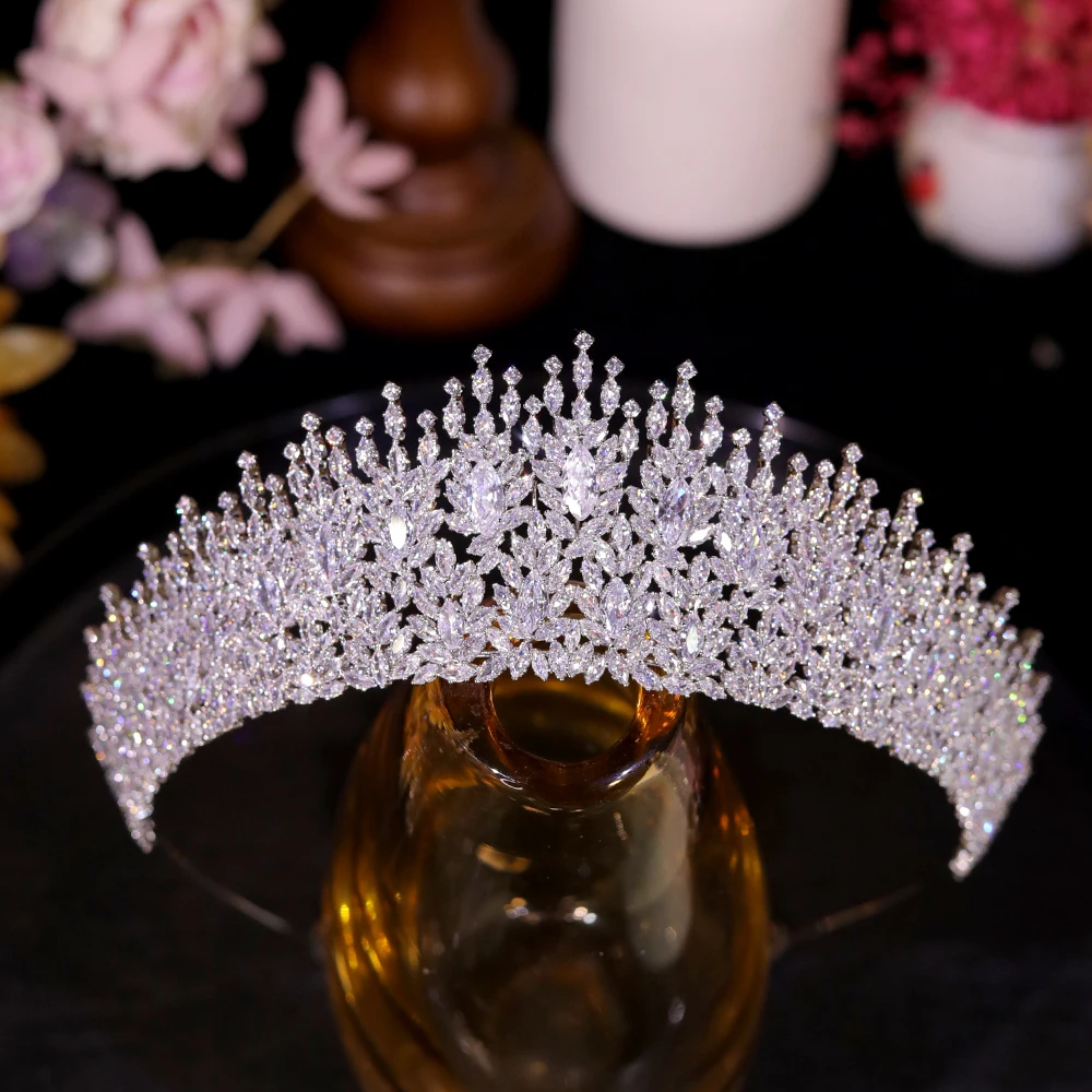 ASNORA Zircon Crown Silver Tiara Bridal Head Piece Luxury Wedding Hair Jewelry  Women Gifts coronas de 15 años