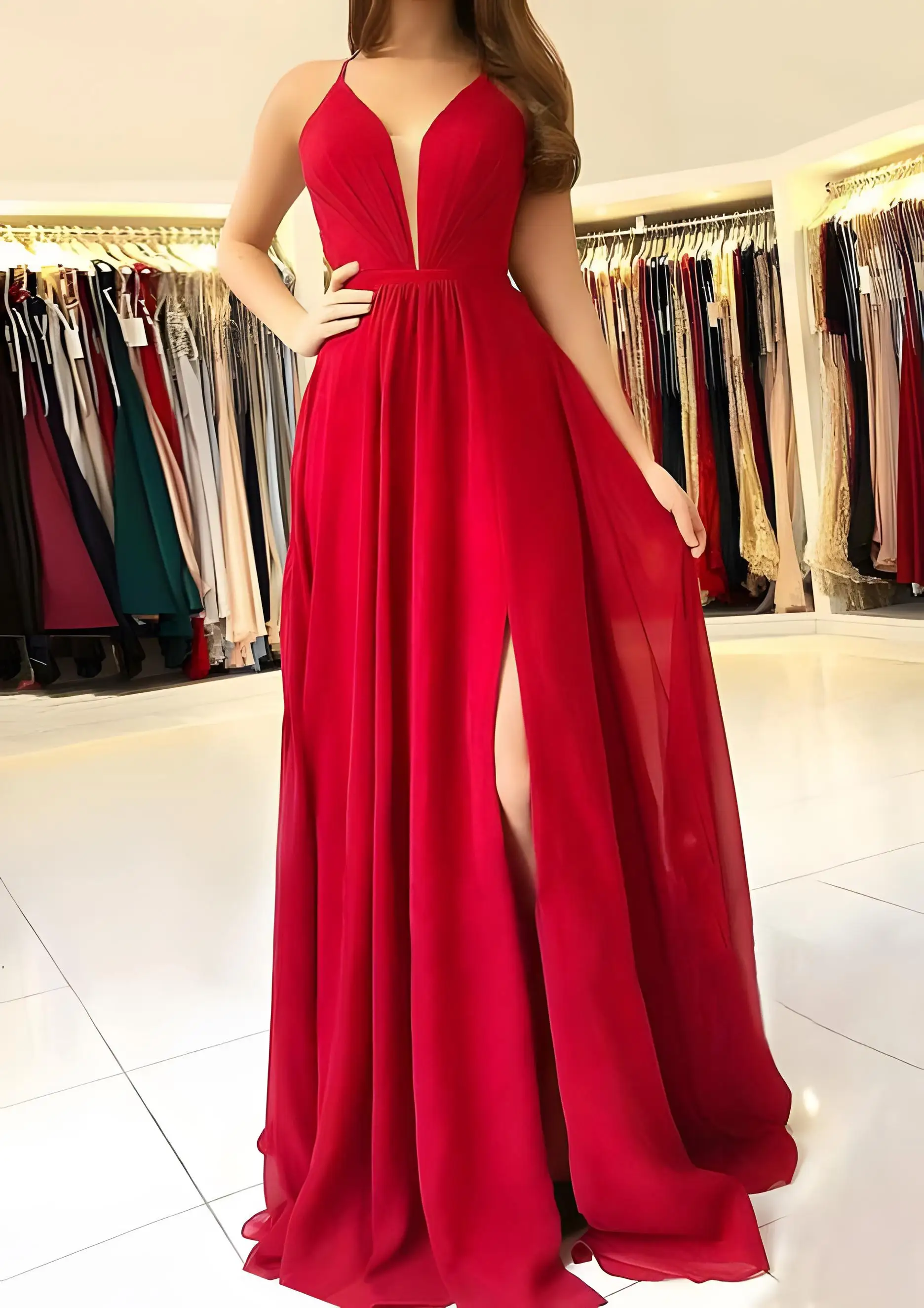 

Sexy Yet Elegant Evening Dresses Dinner Party Promenade High-Waisted A-Line Scalloped Cross Cut Backless Halter Sleeveless