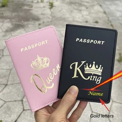 Fashion King / Queen Passport Cover Customizable Name Travel Wallet Pu Case for Passports Tickets Card Holder