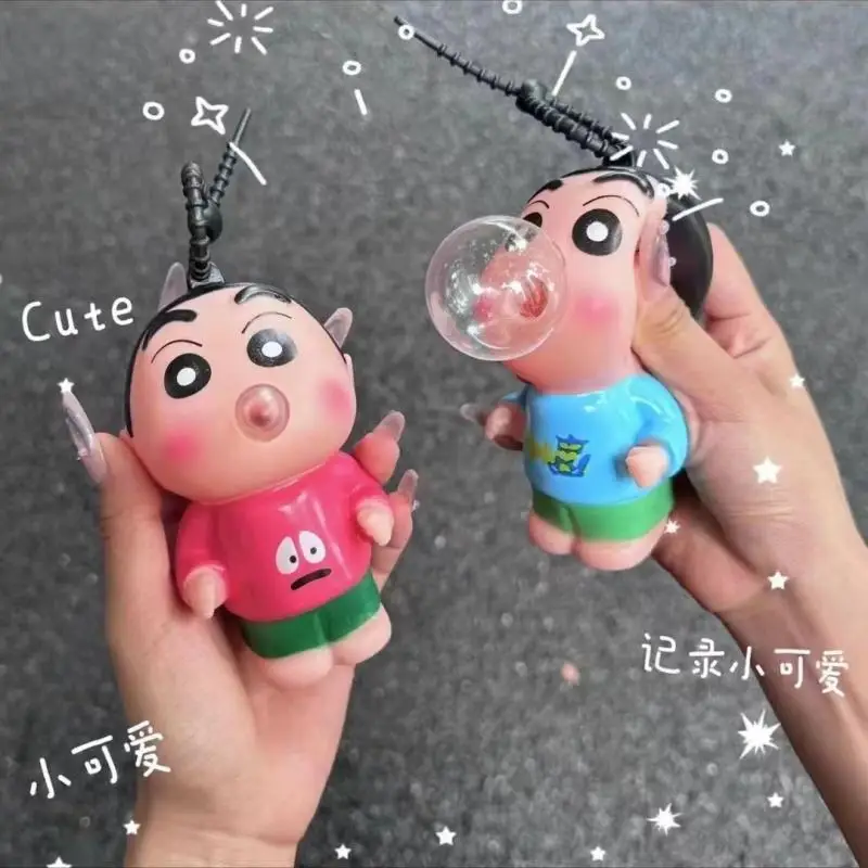 CrayonShin-Chan Spit Bubble Squeeze Stress Relief Toy Pendant Couple's Gift Cartoon CuteAnime Plush Toys for Girls Birthday Gift