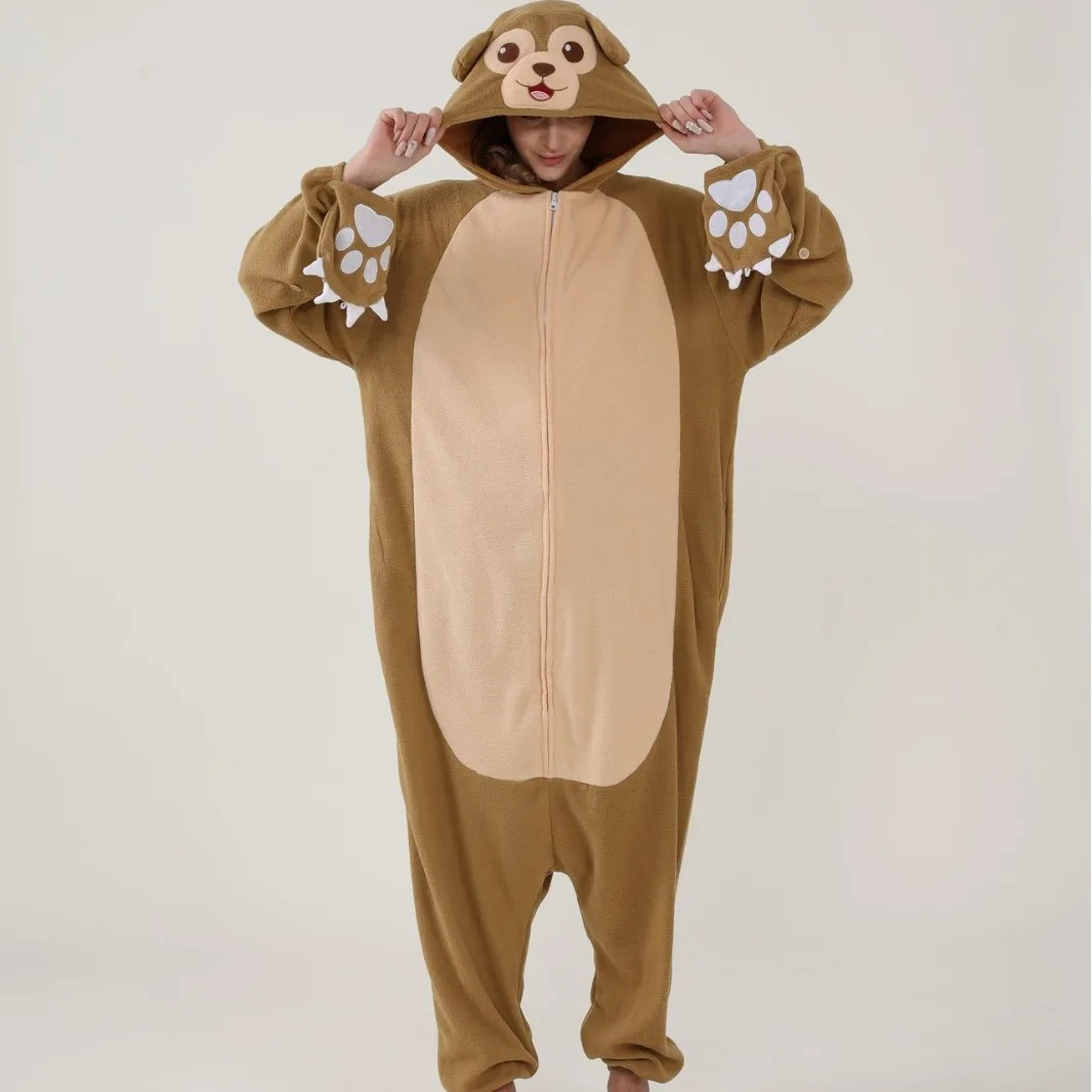 The Bear Duffy One-piece Jumpsuit Long-sleeve Animal Pajamas Loose Casual Loungewear Autumn Winter Sleepwear Homewear for Adult