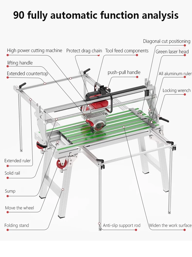 9033 Table Wet Saw Electric 45 Degree Tile Cutter 1200mm Granite and Portable Marble Stone Cutting Machine With Water