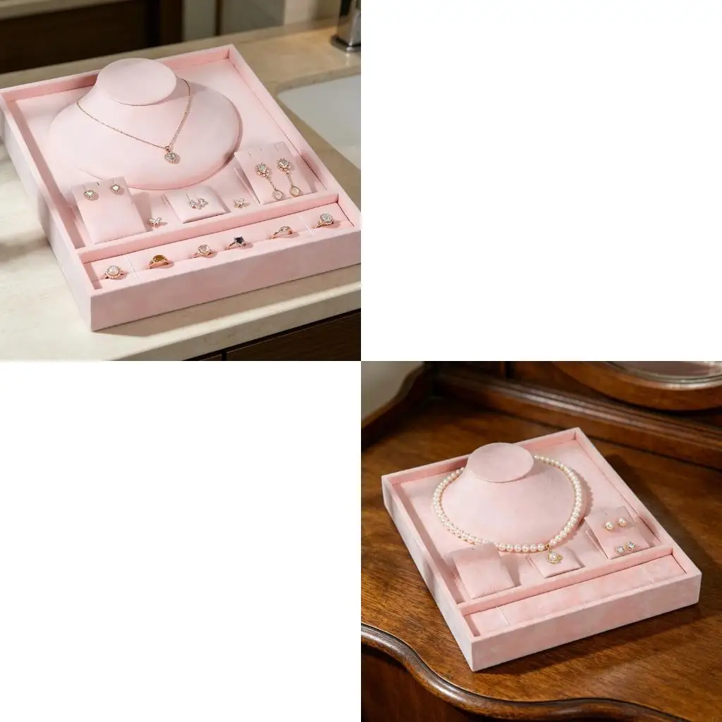 195C Practical Flannel Jewelry Organizers Box With Soft Fabric Interior Protective