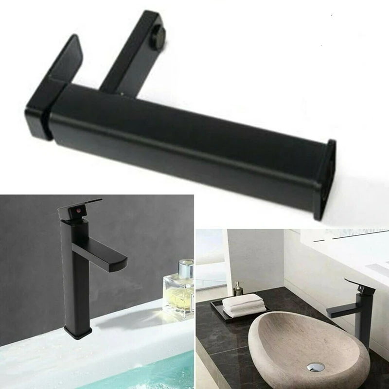 Widespread Bathroom Basin Faucet Waterfall 3 Holes Sink Mixer Tap Matte Black