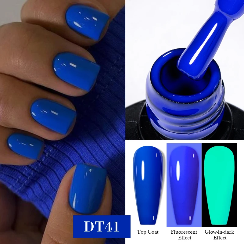 MEET ACROSS 7ml Fluorescent Luminous Gel Nail Polish Sparky Glow In Dark Semi Permanent Soak Off Nail Art UV Gel Varnish Nails