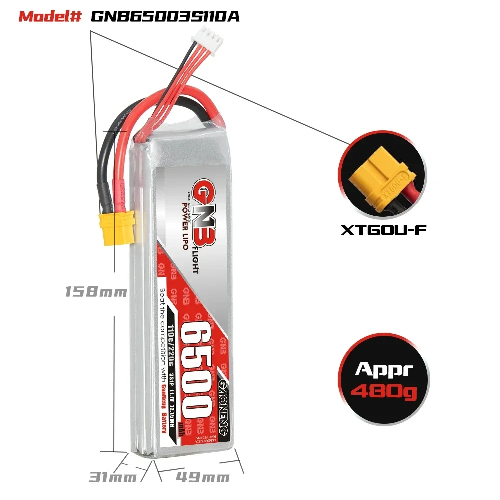 GAONENG GNB 3S2P 3S1P batería Lipo para modelos RC Hobby, 6500mAh, 7000mAh, 8500mAh, V 11,1, escala 1/10, Axial Lock Crawler