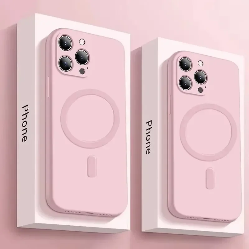 حافظة من السيليكون السائل لهاتف آيفون 17 16 15 14 13 11 12 Pro Max Plus Mini Air For Magsafe غطاء ناعم للشحن اللاسلكي المغناطيسي Funda #1