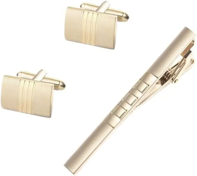 Electroplated Gold Glossy Copper Tie Clip Cufflinks Men's Cufflink Tie Clip Set