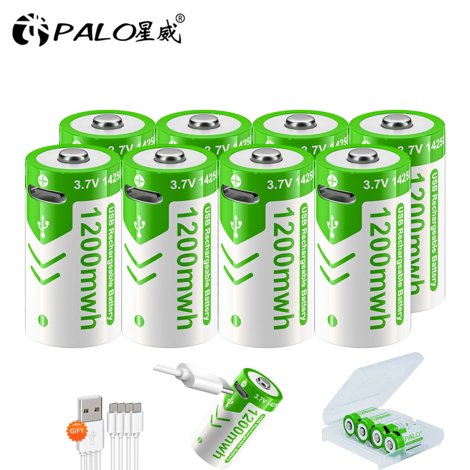 PALO 3.7V 14250 Rechargeable Lithium Battery ER14250 LS14250 ER14250H Li-ion Battery Cells for PLC CNC Machine Tools Gas Meter