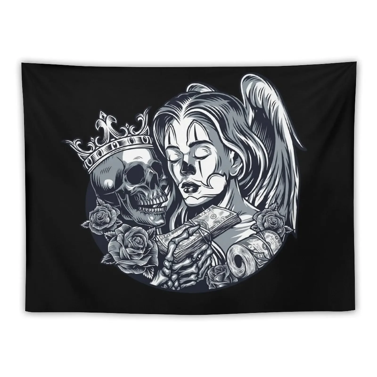 Chicano Girl with a skull Tapestry Decor For Bedroom Decoration Room Aesthetic Room Decor Tapestry