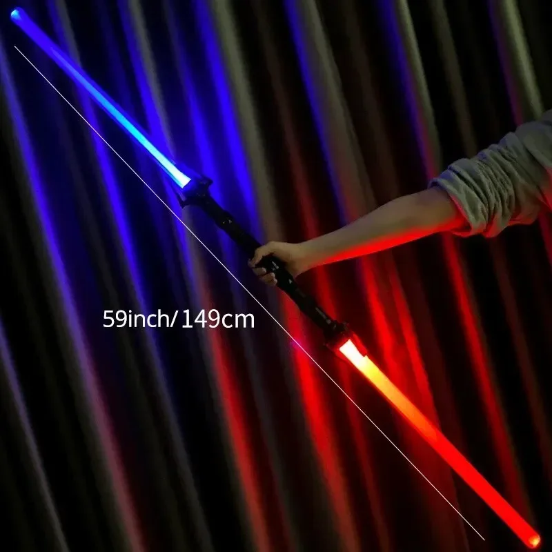 2 in 1 Laser Sword Lightsaber Red and Blue Double Saber Rave Transformation Children Cosplay Weapon Toy Party Glow Swords