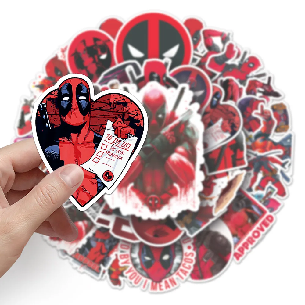 10/30/50pcs Cool Disney Cartoon Deadpool Stickers Super Hero Anime Graffiti Decal Toy DIY Skateboard Luggage PVC Sticker for Kid