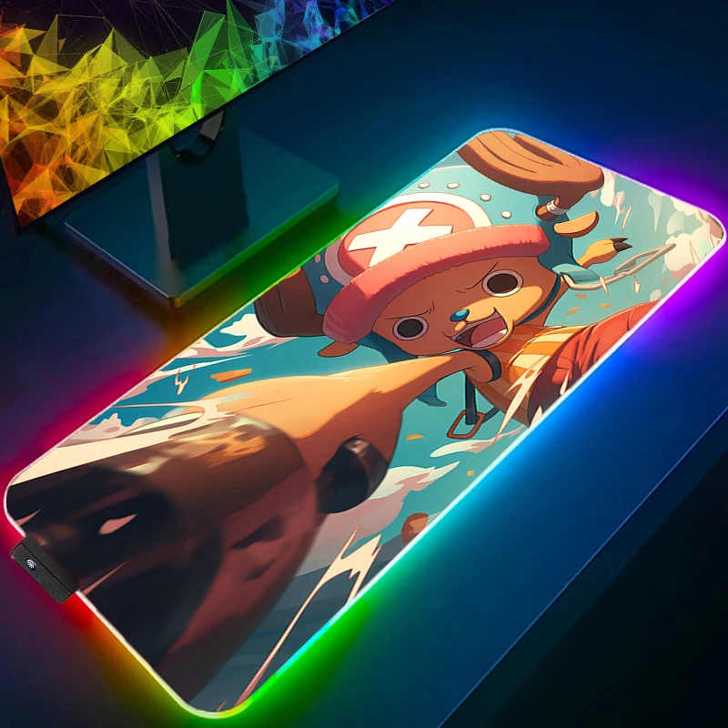 

RGB Mouse Pad one piece Tony Tony Chopper Backlight Gaming Accessories Computer Speed Mini Gamer Keyboard LED Desk Mat Mousepad