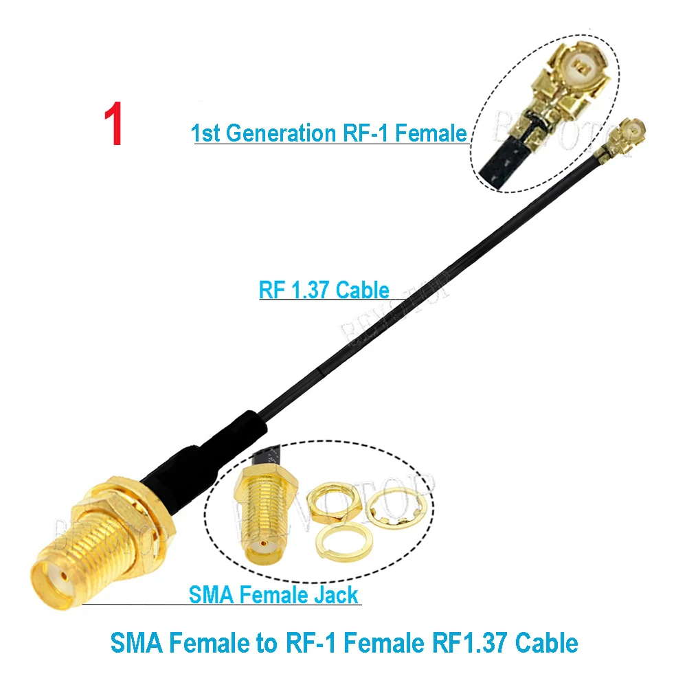 10PCS RF1.37 Cable Waterproof SMA Female to uFL/u.FL RF-1Female Jack  WIFI Antenna RF Cable RG1.37MM Pigtail Extension