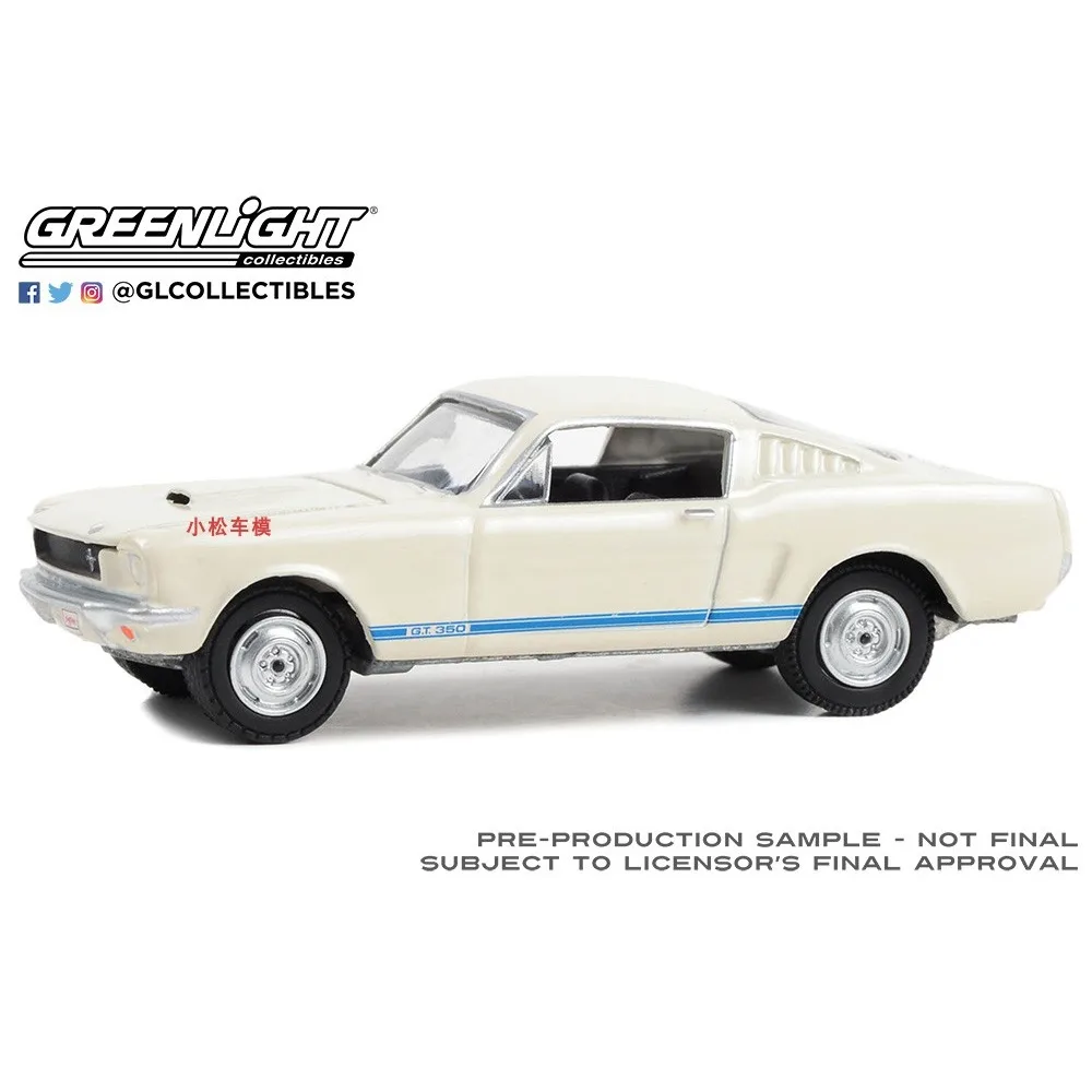 

1:64 1965 Shelby GT350- White with blue stripes and black interior Advanced Car Model Collectibles