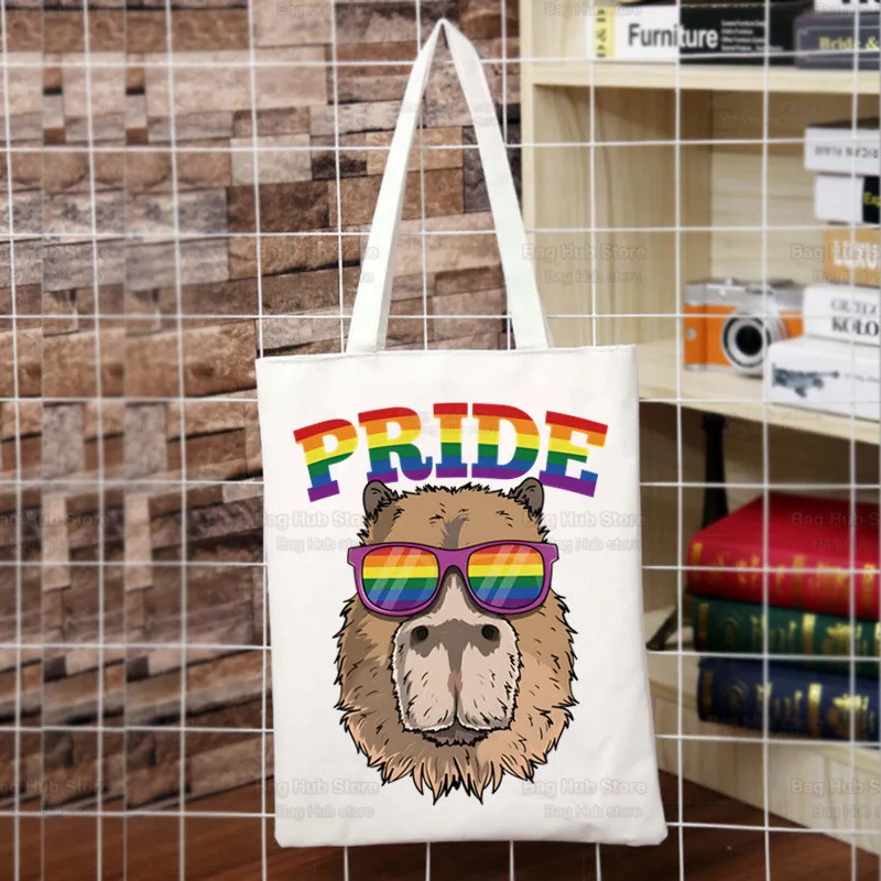 Capybara Cartoon Cute Animal Shopping Bag Capybaras Bolsas De Tela Shoulder Capibara Jute Bag Cotton Bag Jute Sacola Reciclaje