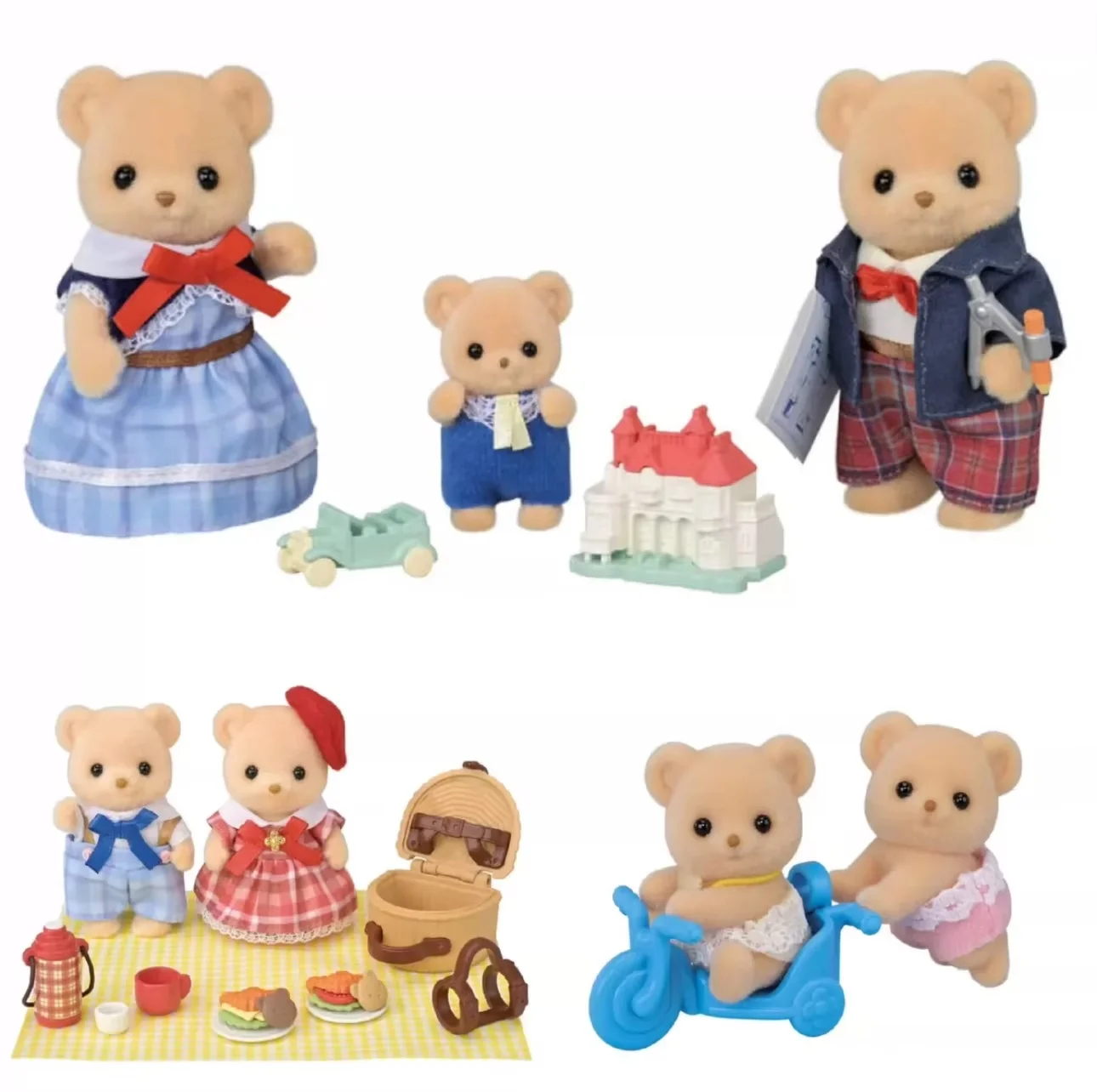 2025 novas famílias sylvanian jogar casa brinquedos biscoito urso gêmeos família conjunto decoração boneca sylvanian família criança presentes personalizados