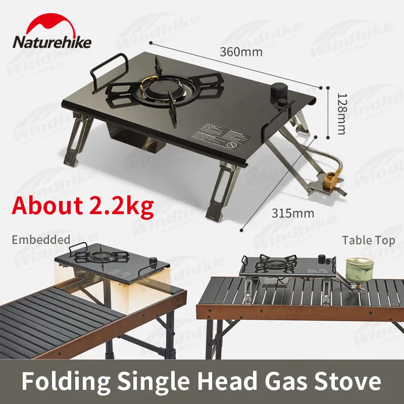 Naturehike Portable Folding 304 Stainless Steel Gas Stove 4000W High Firepower Camp Picnic Cooking Gas Furnace Match IGT Table