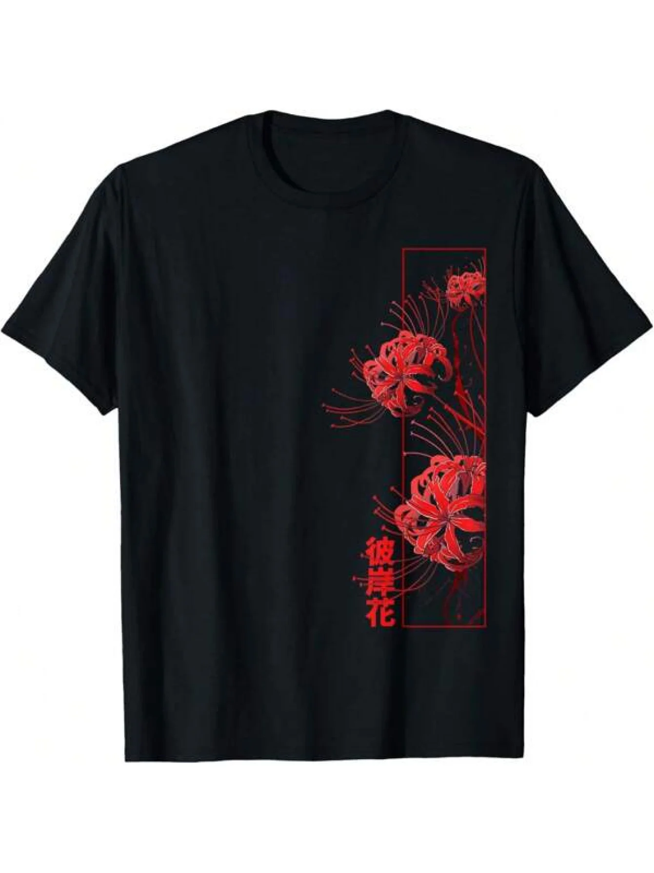 Modisches Kurzarm-T-Shirt mit Anime-Rotparadies-Blumenmuster Sommer Alltags-Freizeitkleidung Vielseitig 100% Reine Baumwolle Herren-T-Shirt