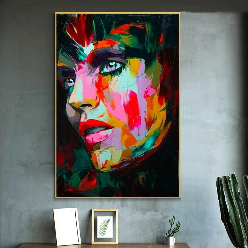 Hand Painted Oil Painting Face Portrait Abstarct Canvas Painting Art Pictures Francoise Nielly Style For Home Wall Decoration