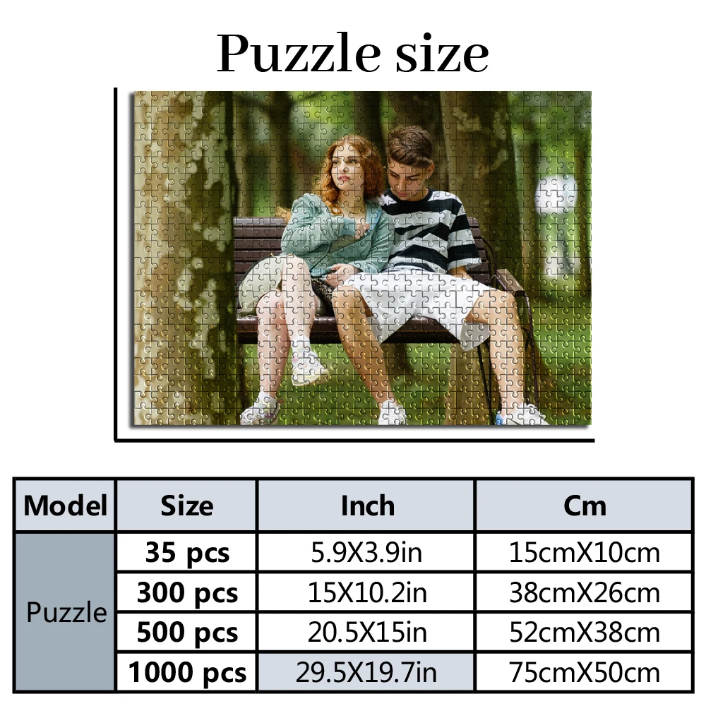 Personalized Custom Photo Puzzle Customized Forest Bench Couple Theme Puzzle Unique Gift For Dad, Mom, Mother's Day