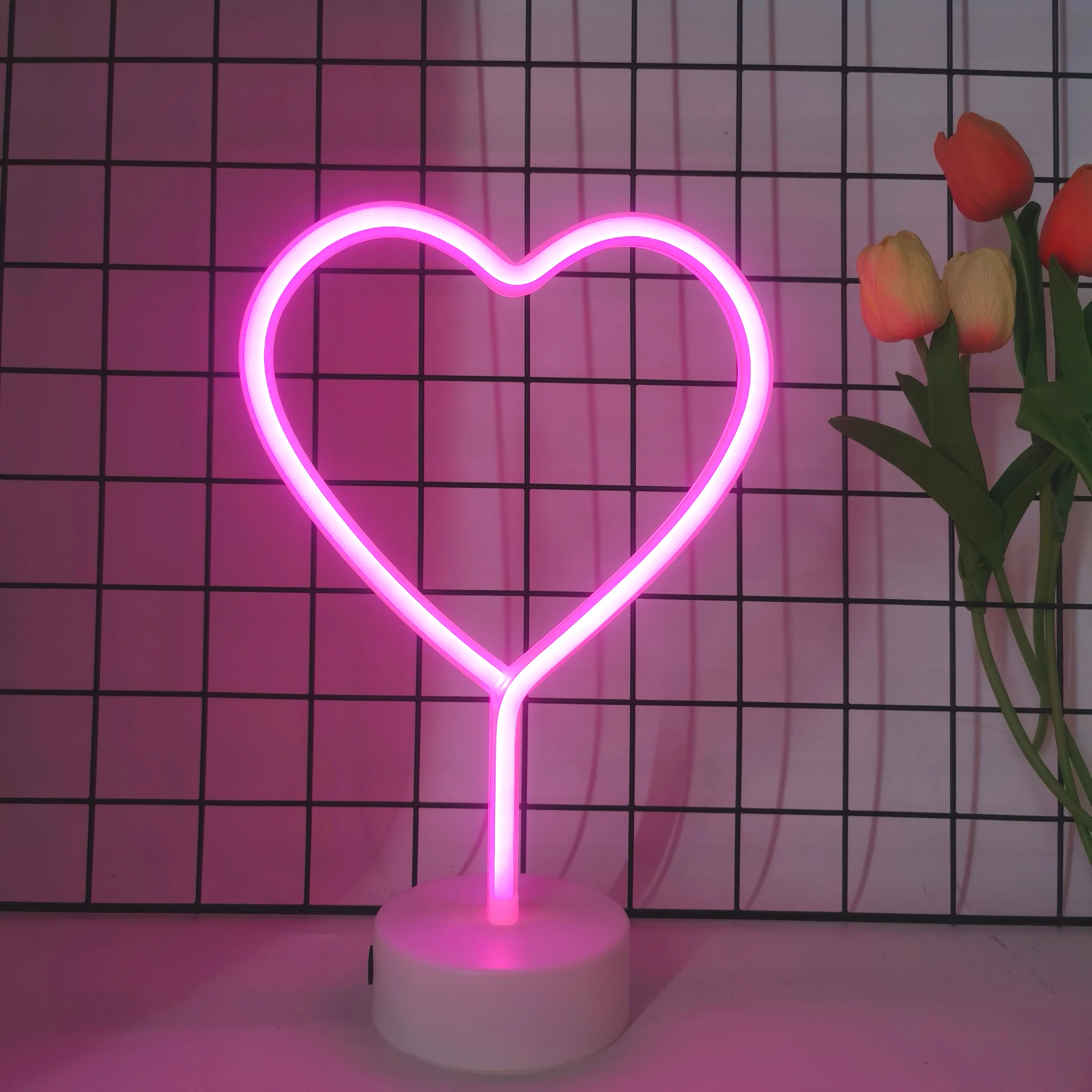 Heart shaped neon light, battery or USB powered, gift bedroom, living room decoration, wedding anniversary supplies, proposal