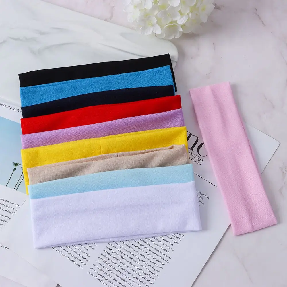 1PC Ribbon Yoga Headwear Fitness Solid Color Elastic Sports Headbands Yoga Hair Bands