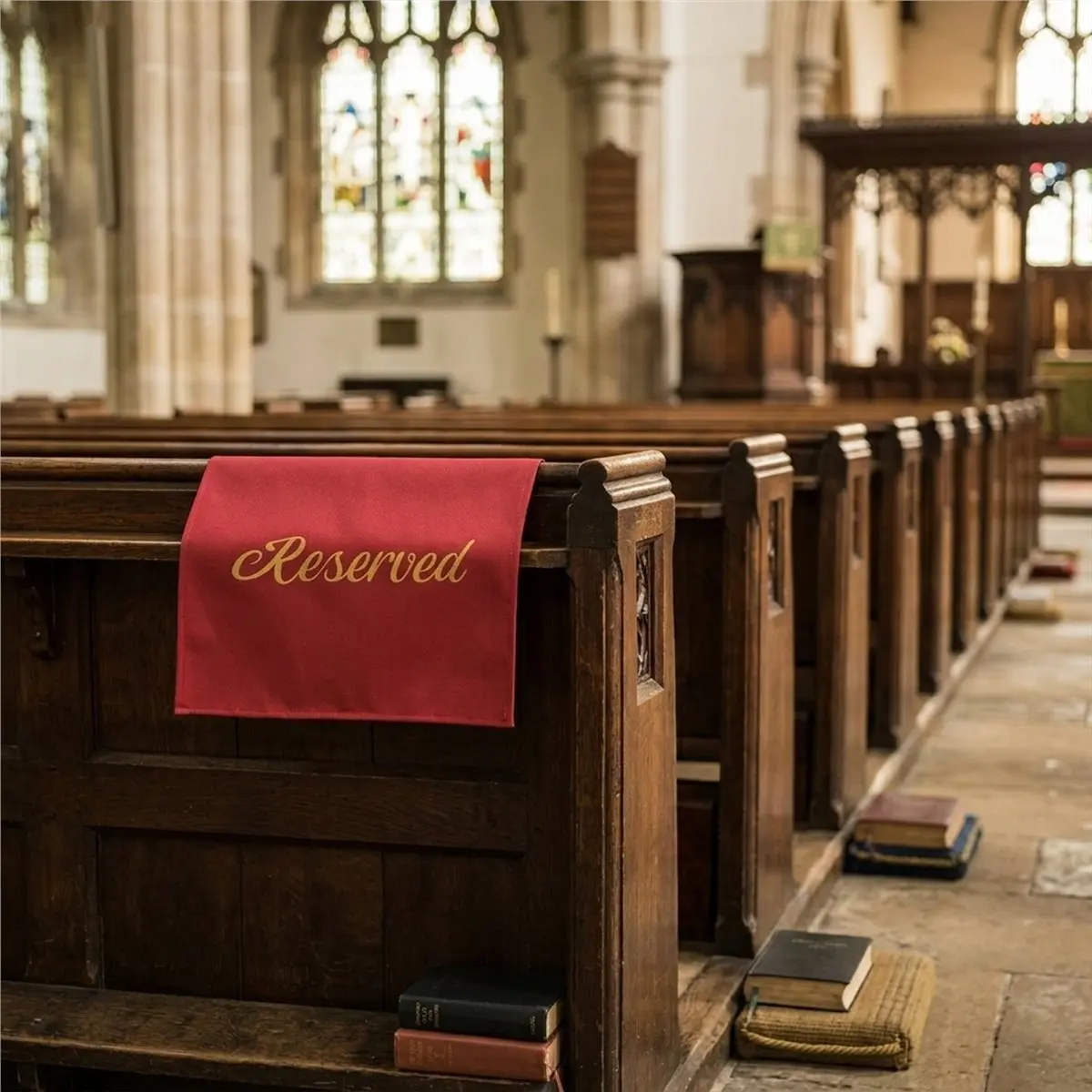goodDT 12 Pieces Reserved Seating Signs for Chairs 22 Inch Reserved Signs for Church Pews Cloth Placeholder for Restaurant B