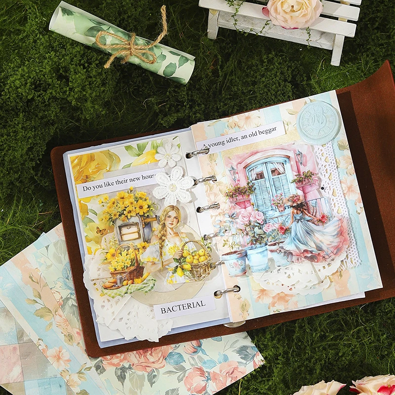 8Packs/Lot Bloem Workshop Story Series Retro Bericht Sticker