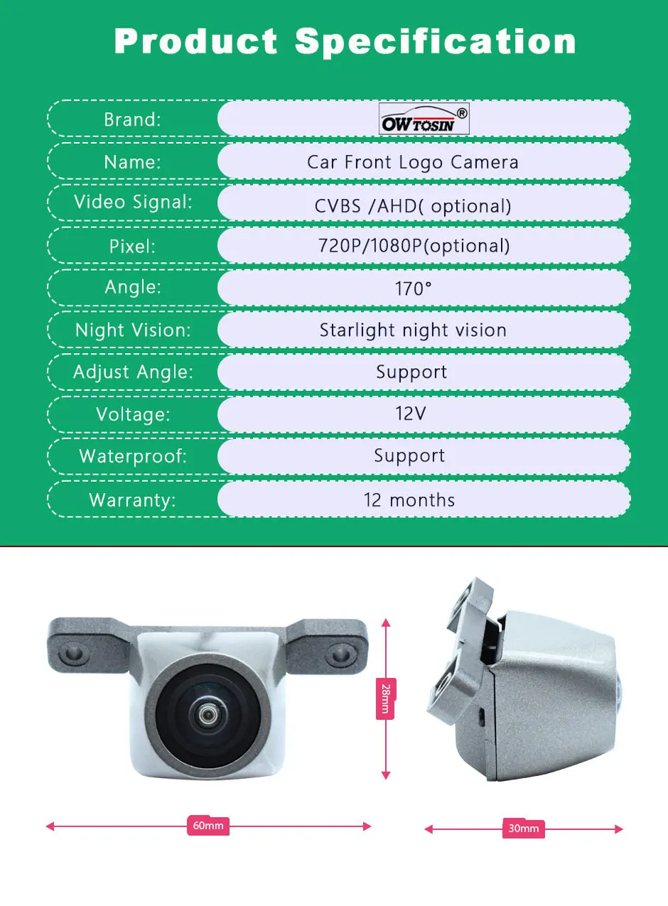 AHD 1080P Fisheye Vehicle Car Camera For Lexus ES ES350 ES300h ES250 ES200 2013 2014 2015 2016 2017 2018 Front Logo View Camera