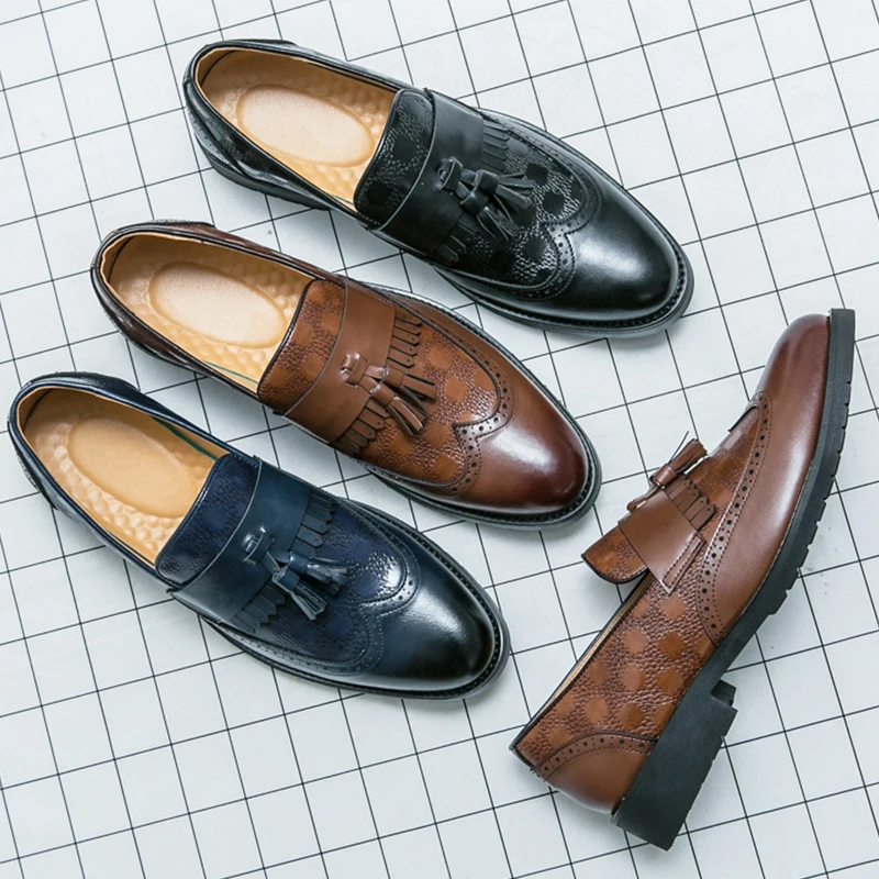 

Men's Dress Shoes Classic Casual Business Shoes Fashion Social Wedding Leather Loafers Man Office Party Brogue Shoes For Men