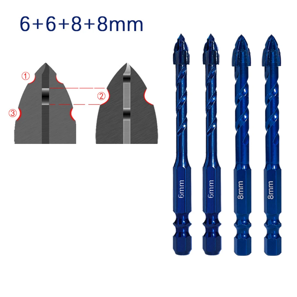 Kit trapano triangolare per piastrelle Kit di punte eccentriche a spirale triangolare in lega di acciaio al tungsteno per punzonatura di piastrelle di vetro ad alta durezza