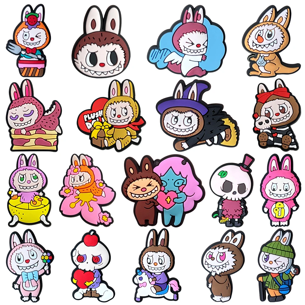 Fashion 1PCS Cartoon Popular Monsters DIY Cute Characters Shoe Charms PVC Decorate rabbit Accessories For Kids Girls X-mas Gifts