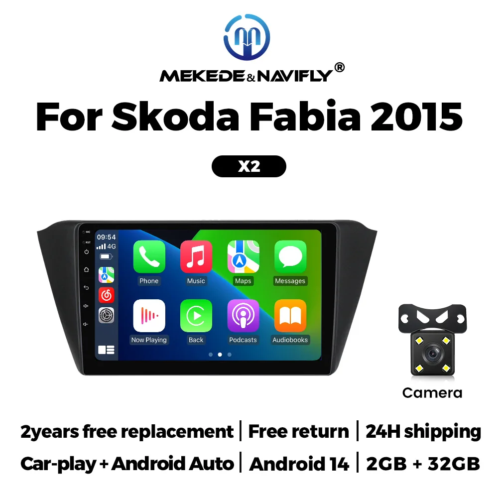 Voor Skoda Fabia 3 III 2015 2016-2019 Android 14 Draadloze Carplay Autoradio Centrale Multimedia Spelers intelligente Auto systemen