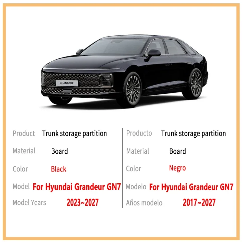 For 2023~2027 Hyundai Grandeur GN7 Azera 2026 Trunk Storage Partition Multifunction Storage Auto Interior Parts