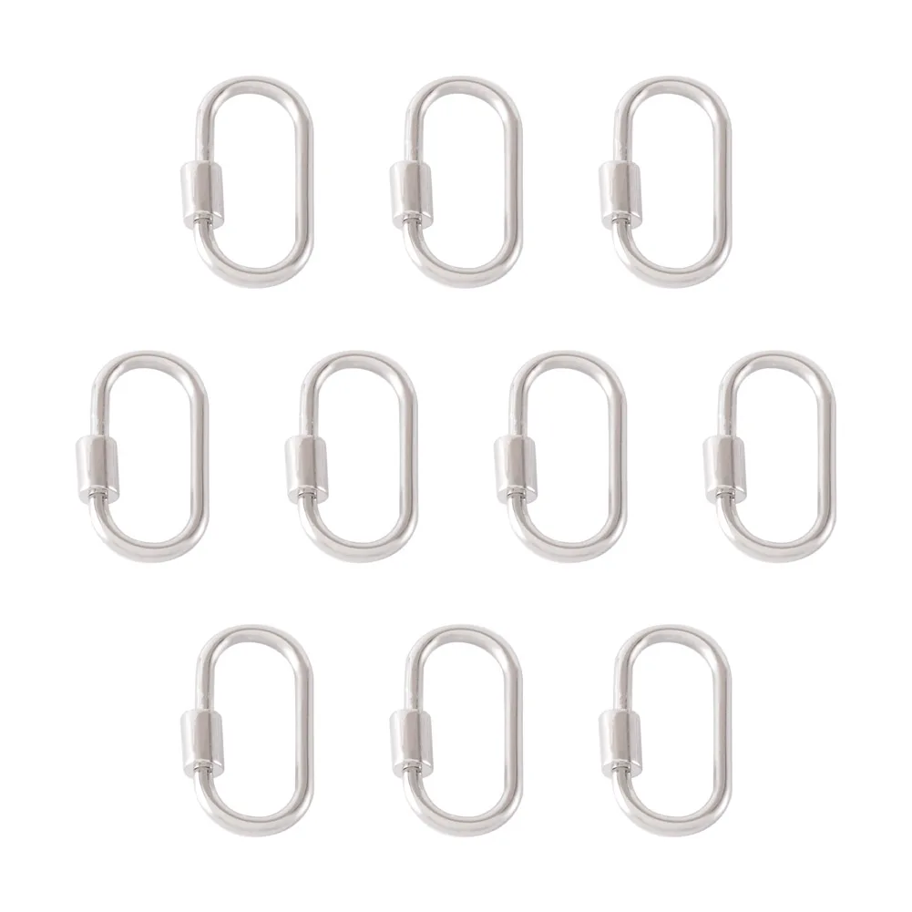 

10pcs Oval Brass Screw Carabiner Lock Charms Safety Snap Hook Connecting Ring for Necklaces Keychain Jewelry Making Supplies