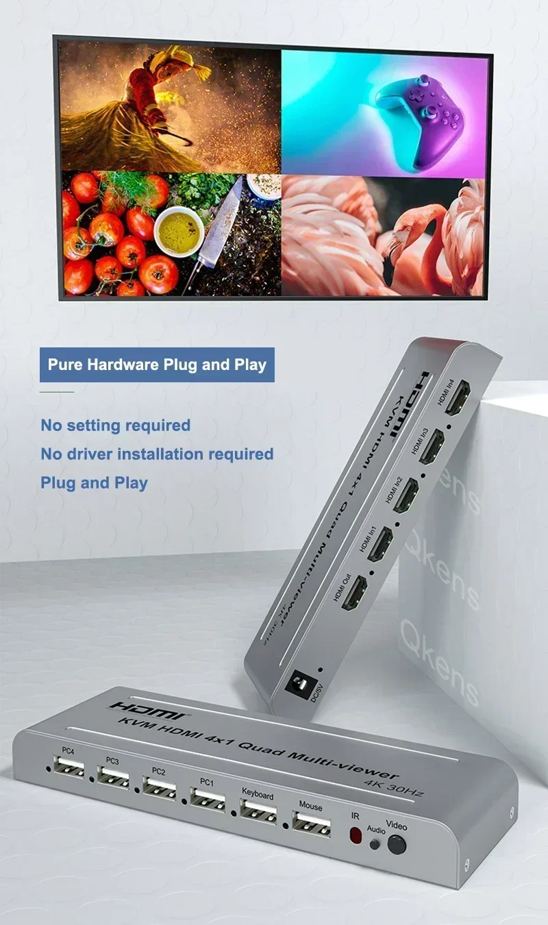 

4K30Hz USB KVM 4x1 HDMI Quad Multi-viewer против 1080p 60hz 4x1 Мультививер 4 в 1 выход Бесшовный коммутатор PC TV 2 3 4 Разделитель экрана