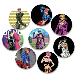Round Anime Pins Jojo's Bizarre Adventure Brooches JOLYNE CUJOH FF Kujo Jotaro Cartoon Badge Backpack Jewelry Accessories Gifts