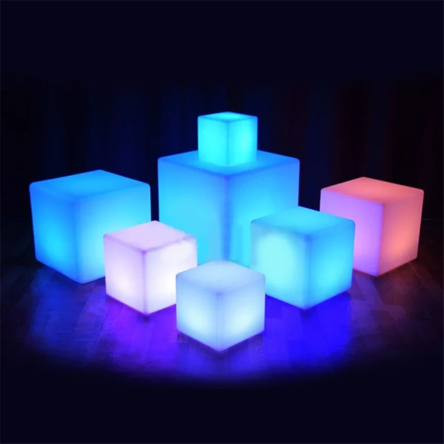 LED Luminous Cube Bar Table Lamp USB Charged Remote 16 Colors KTV Party Glowing Seat Light for Garden Hotel Decor Night Light